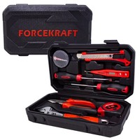 Forcekraft Werkzeugkoffer 9-Tlg. Werkzeug-Set Kombizange Schraubendreher MaßBand