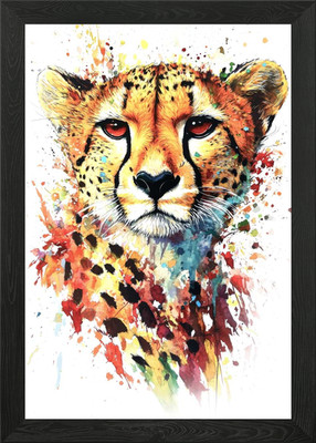 Gepard Aquarell Kunst Gerahmtes Wandbild Poster Leinwanddruck Bild