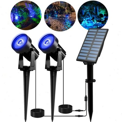 T-SUN 2 Stück Solarstrahler Solarlampen garten Solar Gartenleuchte IP65 Blau