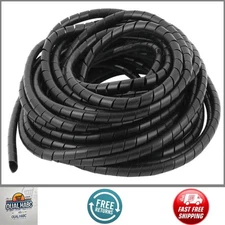 45Ft 1/4" Spiral Cable Wrap – Black PE Cord Organizer for PC, TV, Wires