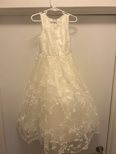 Dessy Girl Ivory Floral Embroidered Dress Nylon Polyester Flower Girl Communion