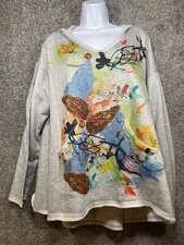 Inoah Gray Art To Wear Hoodie Shirt Size Large Stunning Front Back Art