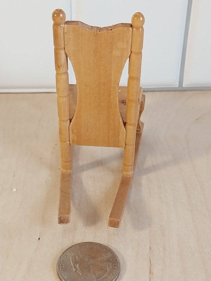Vintage Wood Rocking Chair Dollhouse Furniture eBay