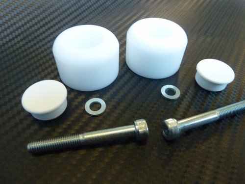 HUSQVARANA 701 SUPERMOTO SUPER MOTO BAR END SLIDERS PROTECTORS WHITE TS132 - Picture 3 of 11