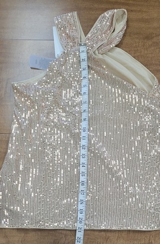 Gold Sequin GRACE KARIN Evening Party Tank Top Camisole L - Picture 5 of 15