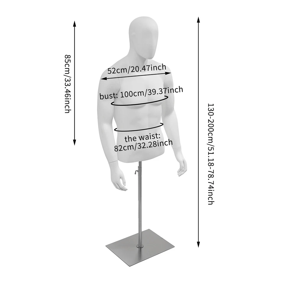 NEW Male Dress Form Display Metal Stand Adjustable Height 1.3-2m Clothing Form - Image 2 of 4