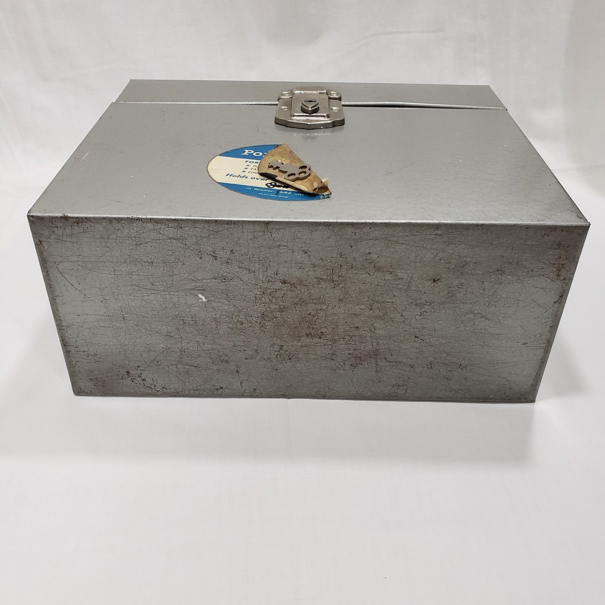 Vtg Hamilton Porta-File Locking Metal File Box Gray Industrial