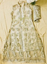 Pakistani Indian Three Piece Long Dress With a Beautiful Embroidered Top. Size S