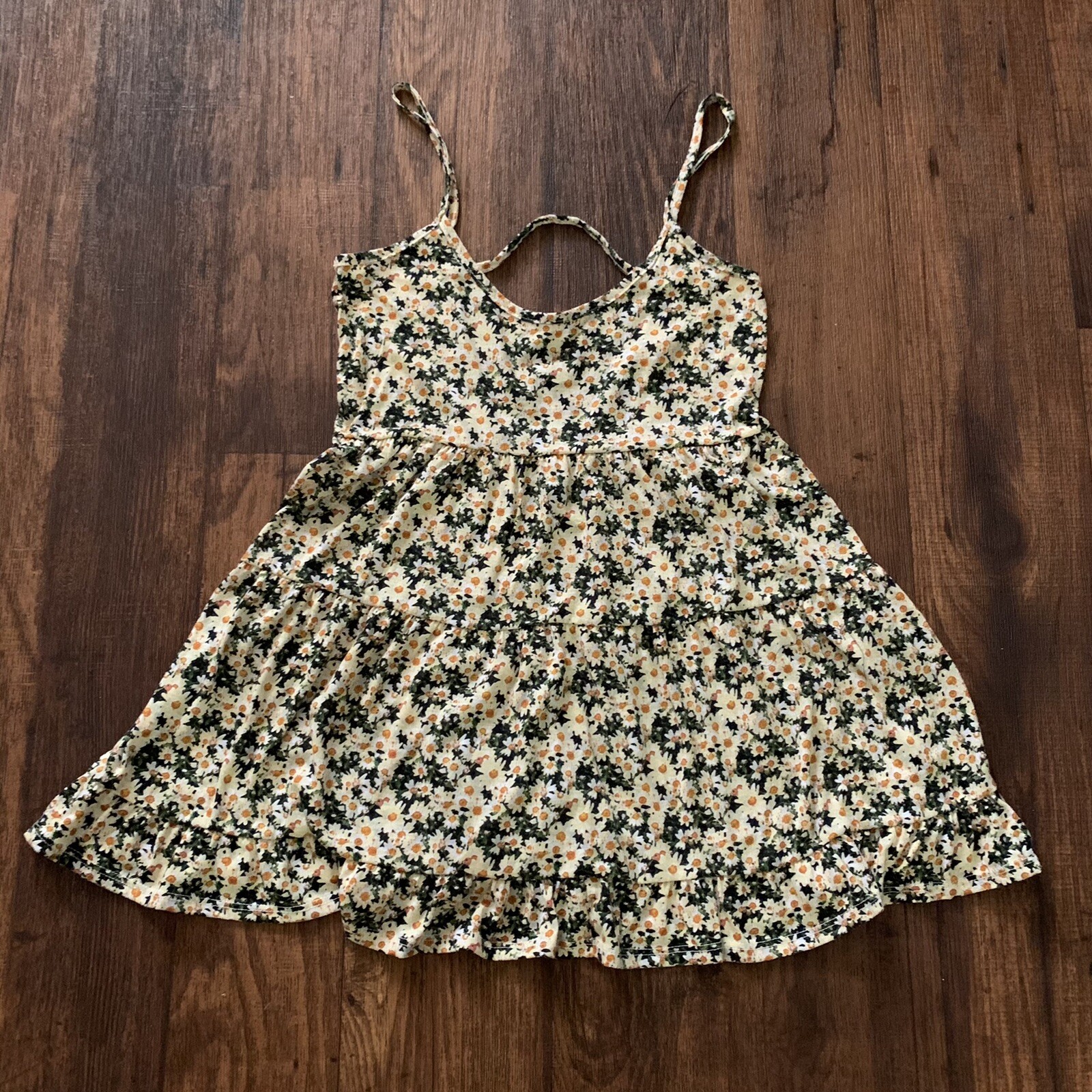 Aggie Boho Sunflower Print Backless Sleeveless Dress Size S