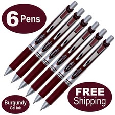 Pentel EnerGel RTX BL77-BG 0.7mm Burgundy Gel Ink Rollerball, Pack of 6 Pens