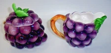 Vintage 1960s Lefton Grape Cluster 2664 Creamer and Covered Sugar Bowl