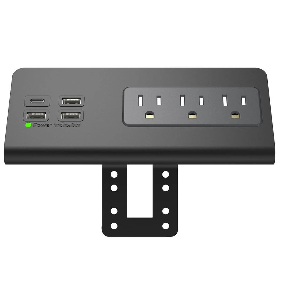 Home Office Power Type-C Ports Fast Charging USB Ports Desk Clamp Power Strip - Image 3 of 4