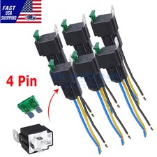 6-Pack 12V 30A 4Pin 14 AWG Hot Wires Fuse Relay Switch Harness Set SPST