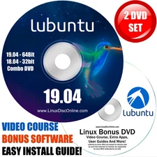 Lubuntu 19.04 Disco Dingo 32 / 64 bit Combo Linux Install DVD PC MAC + Bonus DVD