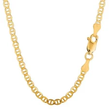 14k Yellow Real Gold Mariner Link Chain Necklace, 4.5 mm, 30"