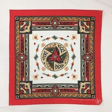 Vintage Wamcraft Southwest Aztec Native Print Bandana Handkerchief Black Red