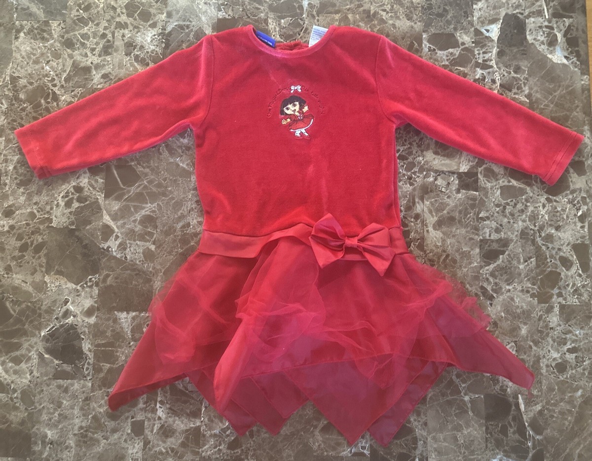 dora christmas dress Nickelodeon Infant Girls Red Velour Dora The Explorer Holiday Christmas Dress 12 Months, Infant Girl's
