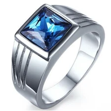 925 Silver Men Wedding Band Natural London Topaz Topaz Signet Ring Promise Rings