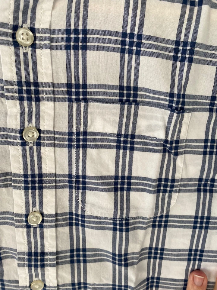 Boys Lands End Button Down Dress Shirt Cotton Blue White Plaid Sz S 8 F2 - Image 3 of 4