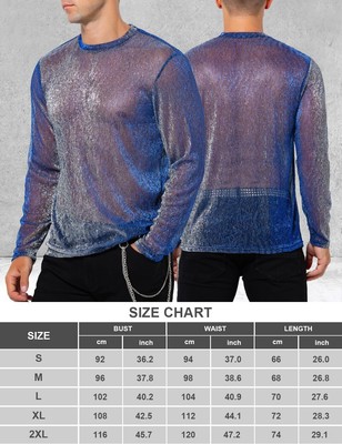 Chemise Homme Paillettes Disco – Manches Longues, Semi-transparente, Style Années 70-80, Pour Fête Et Danse