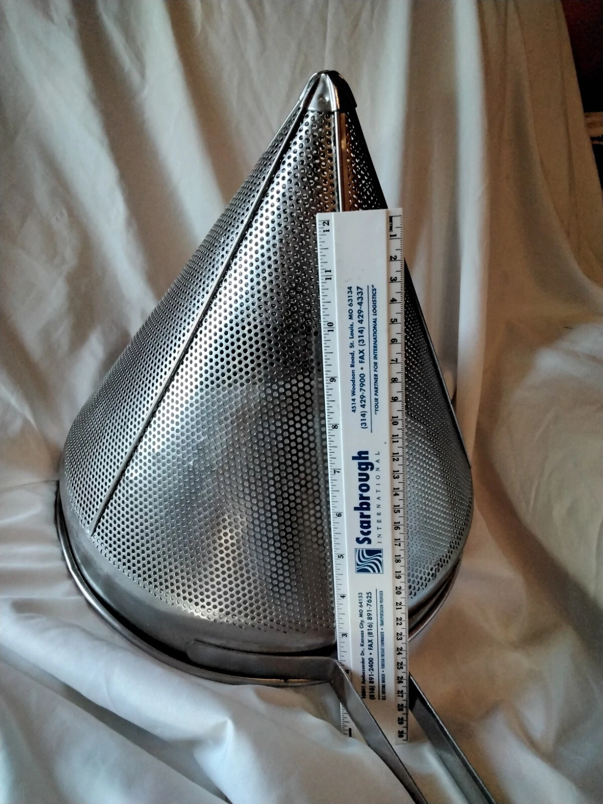 Commercial Stainless steel strainer, 12" WIDE, 13" tall, approx. Cone shape