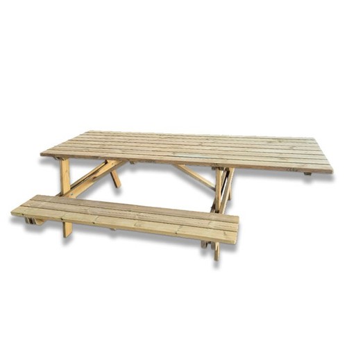 Tavolo da picnic in legno con panche integrate e posto aggiuntivo per disabili - Foto 2 di 8