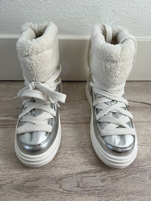 NEW* Moncler Insolux Metallic Faux Fur Snow Boots sz 38.5