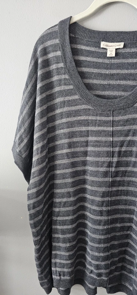 Свитер женский Coldwater Creek размер 2X серый серебристый с металлической нитью рукав доломан - Изображение 4 из 4