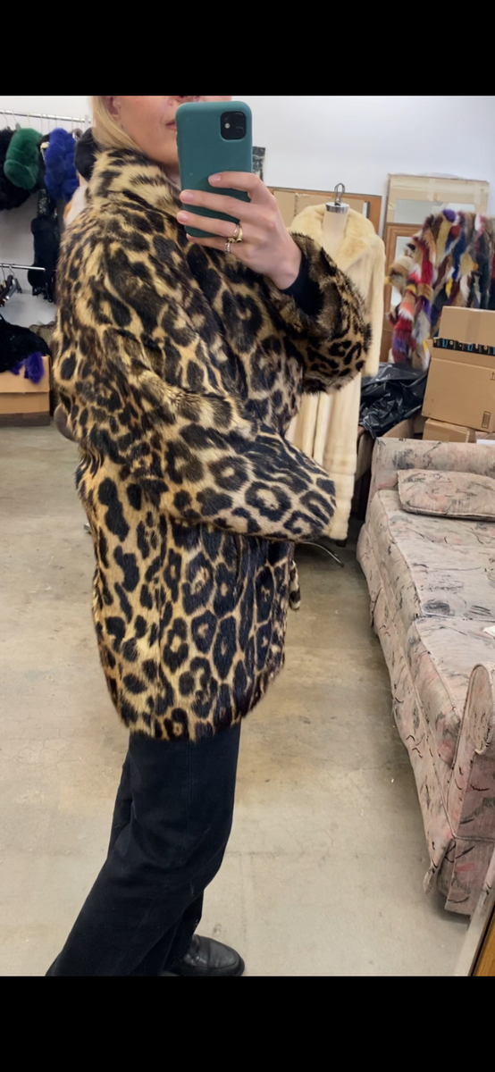 GENUINE MINK JACKET COAT JAGUAR LEOPARD SPOTTED ANIMAL PRINT MINT