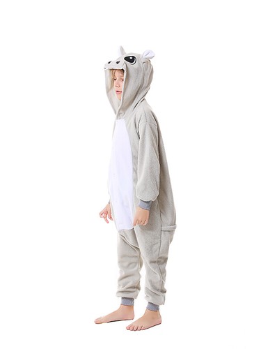 Kids Gray Cat Costumes Unisex Soft Hooded One-piece Pajamas Cosplay Homewear - Picture 19 of 55