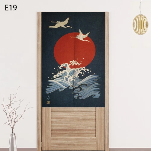 Japanese Style Door Curtain Screen Cotton Linen Noren Cherry Flower Room Divider - Bild 40 von 44