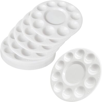 15 Pack Paint Tray Palettes for Kids, Plastic White Palettes for Students, Paint