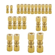 Brass Compression Tube Fitting Comp Union Coupling Assortment Kit 1/8" 3/16" ...