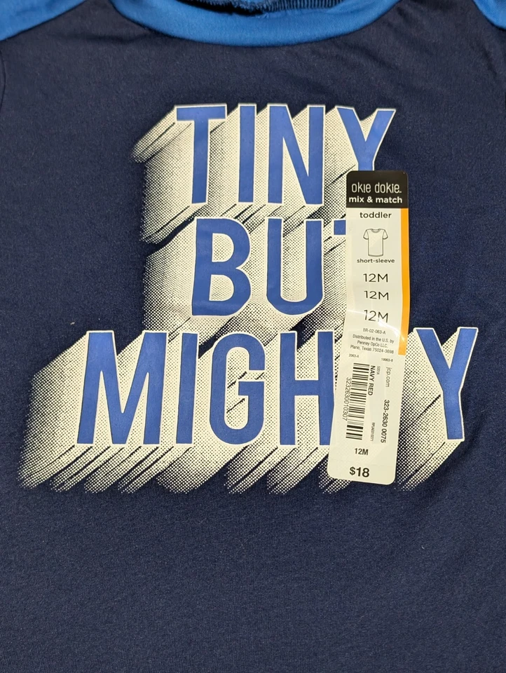 Paquete de 2 camisetas deportivas nuevas 12M azules y rojas para niños pequeños Okie Dokie Foto 2 de 4