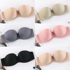 Women Multiway Bra Strapless Back Straps Bridal Padded Push Up Invisible Clear