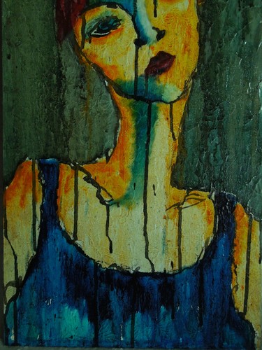 Tableau Peinture. Portrait Jeune Femme Clown Bournazel - Picture 3 of 6