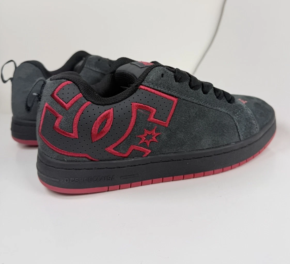 Men's DC Court Graffik Skate Shoe Casual Low Top -Grey/Red Size US 6.5