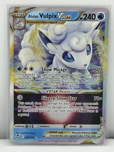 2022 Pokemon Silver Tempest Alolan Vulpix VSTAR 034/195 NM