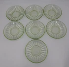 Lot Of 7 Anchor Hocking Green Uranium Vaseline 5 1/2" Saucers