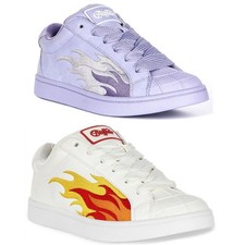 Scarpe da ginnastica donna vegane pizzo piatto fiamma bassa Buffalo Liberty bianco giallo UK 3 - 8