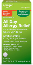Amazon Basic Care All Day Allergy Tablets 10 mg 300 Tabs ~ Exp 8/28