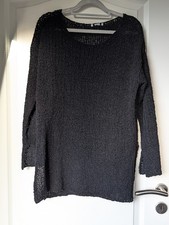Strickpullover Schwarz Grobe Maschen Rundhals Gr M L 40 42 Gothic Punk Alt