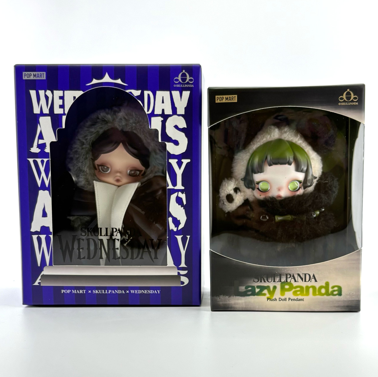 Authentic Bundle Set  SKULLPANDA Plush Doll Pendant Lazy Panda & Wednesday