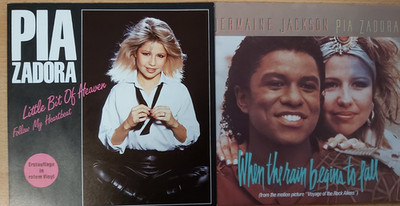 Pia Zadora -- 2 x Vinyl Single -- Little Bit Of Heaven (Red) + When The Rain....