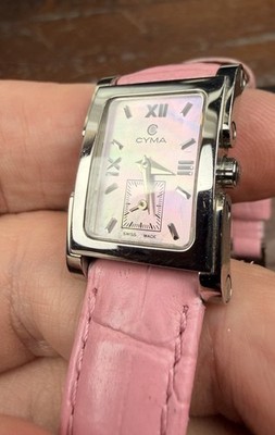 Womens Cyma Le Locle High End Swiss Watch 19mm Tank Pink  display picture 3