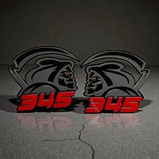 Reaper Red Eye 345 Car Truck Emblem Badge Matte Black On Black Custom Set Of 2 Reaper Red Eye 345 Car Truck Emblem Badge Matte Black On Black Custom Set Of 2