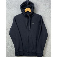 Under Armour Men Medium Jacket Full Zip Hoodie Black Performance Drawstring Logo