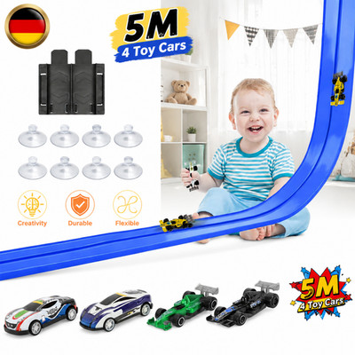 Auto-Rennstrecken-Spielzeugset Flexible Doppellanen Rennstrecke 5M Tragbar DE