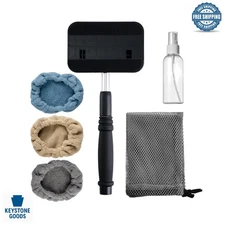 Extendable Windshield Glass Cleaner Tool with 3 Microfiber Covers - Modern De...