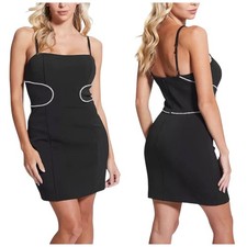 Guess Raina Black Rhinestone Cutout Bodycon Mini Dress XS New With Tags